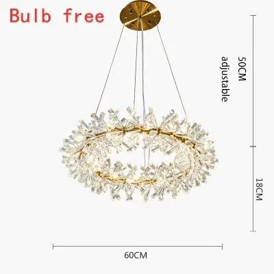Modern Luxury Crystal LED Chandelier Lighting Nordic Firefly Ceiling Chandeliers For Living  Flower Ring Pendant Lamp