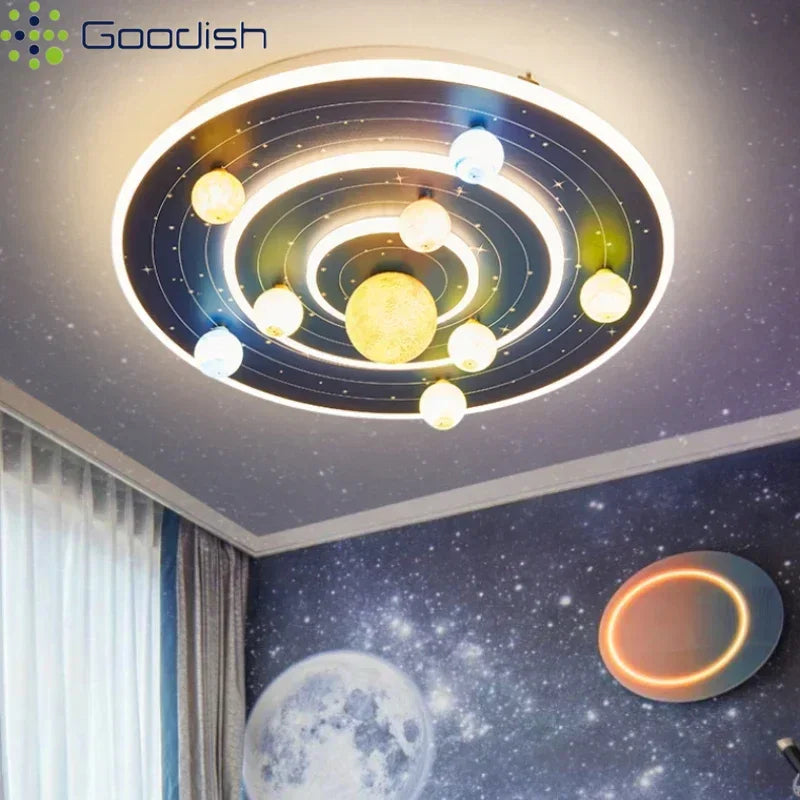 Minimalist Bauhaus Planet Cartoon Cute Bubbles Creative LED Home Ceiling Light Lustre Lamp for Living Room Decoration Chandelier