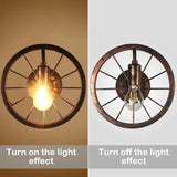 Retro Wheel Wall Light - Vintage Industrial Accent Sconce Lamp for Restaurant, Bar & Cafe