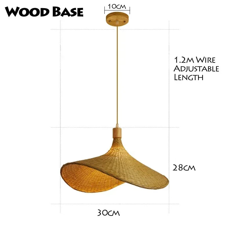 Classic Bamboo Luster&#39;s Chandelier Hanging Lamp Ceiling Handmade Rattan Pendant Light Fixture Weaving Home Living