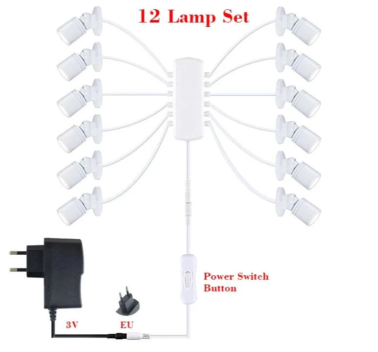 Led Spotlight Wine Cabinet Light Kitchen 2/4/6/8/10/12 Pack Lighting Kit Button Switch EU Plug for Jewelry Showcase Spot Lights