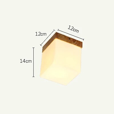 Nordic LED Ceiling Lamp Modern Wood Lights Glass Lamp shape Corridor Aisle Entrance Balcony Ceiling Light Cube Cylinder Luminaire