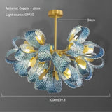 Creative All-copper Headboard Chandelier Light Luxury Individual All-copper Bedroom Blue Glass Lamp Indoor Home Decor G9 Bulb