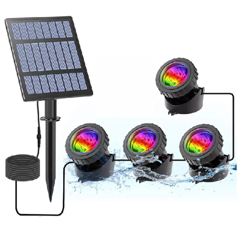 Solar Underwater RGB LED Landscape Spotlight (IP68 Waterproof) - Outdoor Solar Light for Ponds, Pools, Gardens & Aquariums
