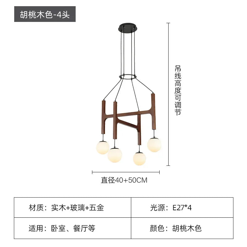 Italian Porada ASTRA Wooden Pendant Light Retro Multi Head Minimalist Restaurant Living Room Chandelier LED Interior Decora Lamp