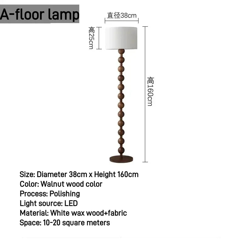 Medieval Solid Wood Floor Lamp - Retro Wabi-Sabi Standing Sofa Light & Desk Lamp Fixture for Living Room & High-End Home Decor