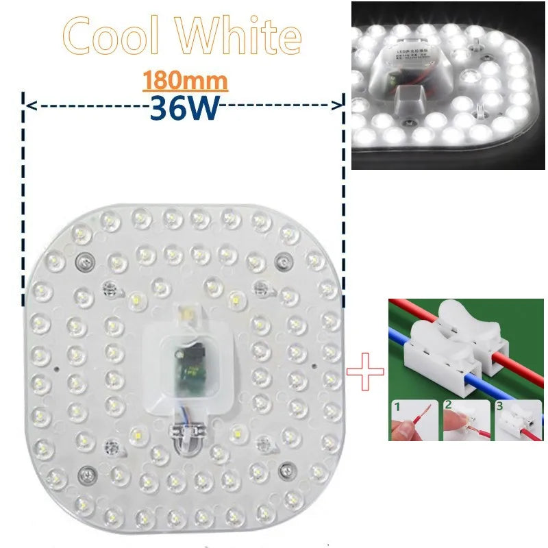 AC 220V–240V LED Ceiling Light Board Replacement (12W–50W) - Circular SMD LED PCB Module Plate for Round Lamp Repairs