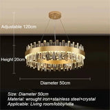 Luxury Double-Layer Round Crystal Chandelier (Golden Finish) - Modern Tiered Ceiling Pendant Light Fixture for Living Room, Bedroom & Dining Room