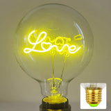 LOVE G125 220V 4W Dimmable Pink Red Yellow Edison Bulb Neon Letter Light Transparent Desk Light Ambient Light