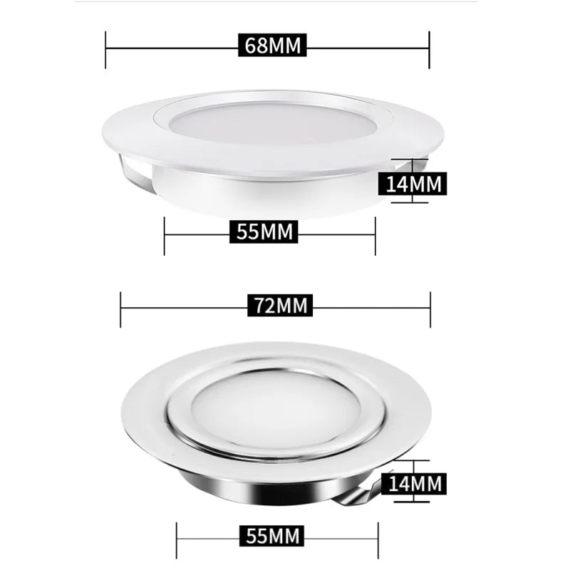 LED Spotlight Mini Dimmable Recessed Led Downlight Ceiling RGB for Outdoor Indoor Home Kitchen Cabinet IP65 12V 24V 3W