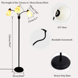 Modern Reading Floor Lamp, 3-Light Floor Lamp Black with Reading Lamp, Adjustable Flexible Tree Standing Lamp for Bedroom Study Room Office, Modern Multi Head Reading Floor Lights, E26 Base