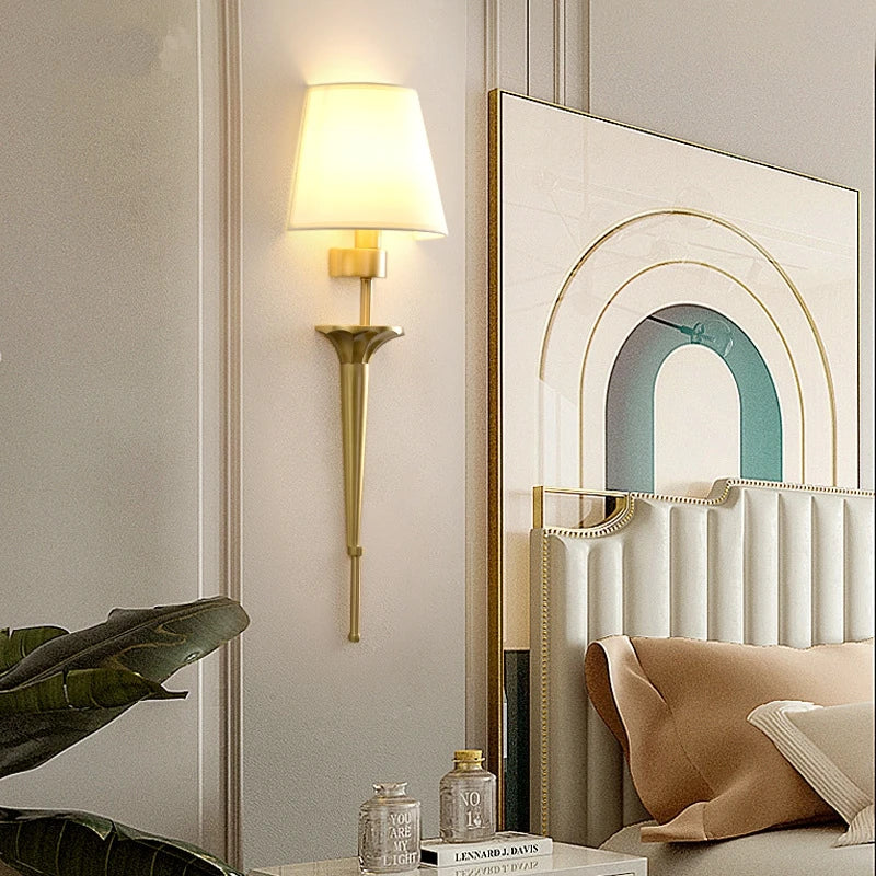 modern Wall Lamp American Style All Copper Wall lamps For Living Room Bedroom Nordic Decor loft Fixtures Home Bedside Wall Light