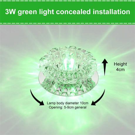 Flush LED Ceiling Lamp Living Room Crystal Corridor Aisle Lights 3W Three-color LED Ceiling Lights Balcony Lamp