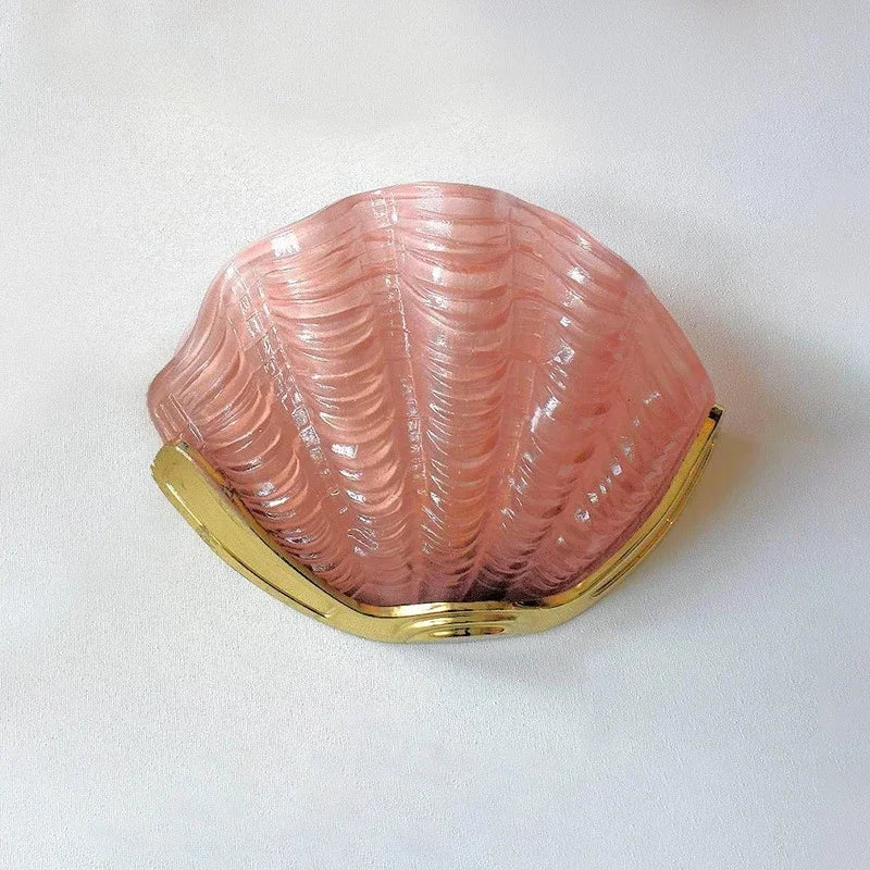 Shell Creative Glass Decoration French Retro Wall Light Luxury Living Room Bedroom Entrances Corridor Mirror Led Light