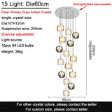 Modern Art Crystal Ball LED Chandelier - Long Staircase Hanging Lamp