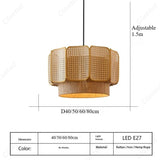 Wabi-sabi Style Rattan Pendent Lamp Vintage Zen Lighting Fixture for Dining Room Parlor Bedroom Guesthouse Bar Counter Luminaire