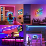 5V USB RGBIC Neon LED Strip Light with Bluetooth App Control & Music Sync - Flexible Waterproof Tape