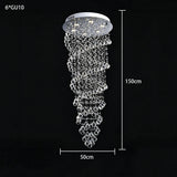 Modern Luxury Spiral Crystal Ceiling Fixture Long Cascading Crystal Design for Duplex Stairwell High Ceiling Home Lighting