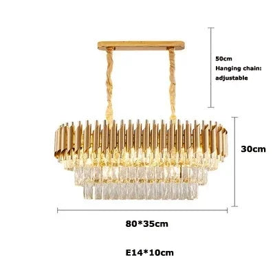 Modern round square layered crystal chandelier black gold luxury Led ceiling lamp living room main lamp villa foyer lighting