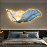LED Wall Clock Light Luxury Large Art Clocks Living Room Decors Painting Wall Watch Feather Silent Clock Renog Home Decoration