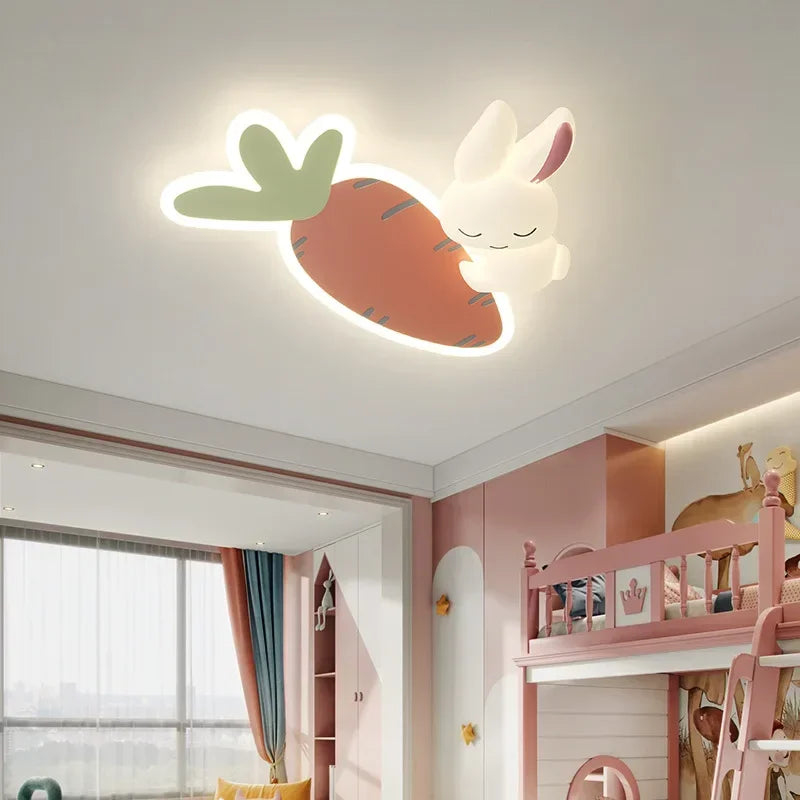 Modern Cute Children's Room Ceiling Lights LED White Rabbit Light Simple Cartoon Princess Room Little Girl Bedroom Decor Ceiling