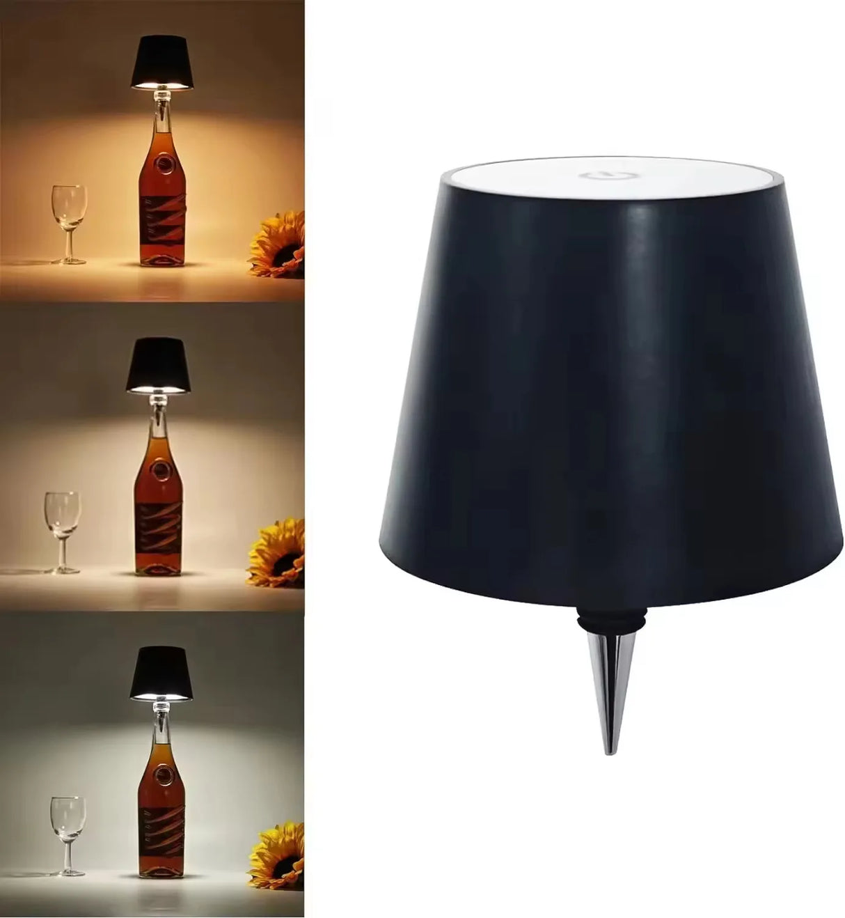 USB Charge Bottle Table Lamp Touch Control of 3 Colors and Stepless Dimming Night Lamp Suitable for Bar Wine Bottles Desk Lights