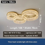Modern Round Crystal Ceiling Light for Living Room Dining Room Bedroom Study Gold Minimalist LED Indoor Decor Ceiling Lamp