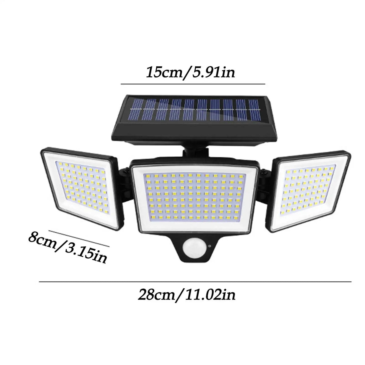 2500LM Solar Outdoor Motion Sensor Light with Remote - 3-Head Waterproof LED Wall Floodlight for Garden, Patio & Yard