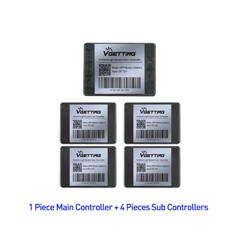 Car&#39;s atmosphere with 18 acrylic strips in 64 Colors , controlled by a Bluetooth app.