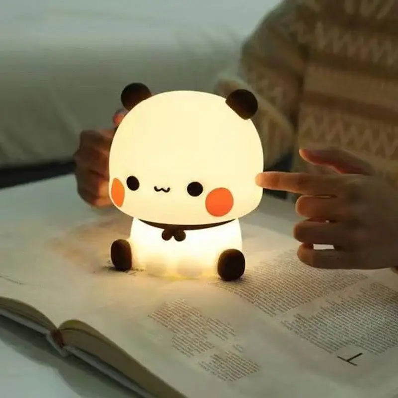 Kawaii Panda LED Night Light - Soft Silicone Tap Lamp for Baby Nursery