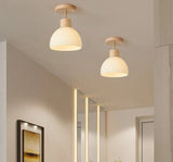 BOTIMI Wooden Ceiling Lights For Corridor White Glass Lampshade Dressing Room Surface Mounted wood Lamp Indoor Lighting