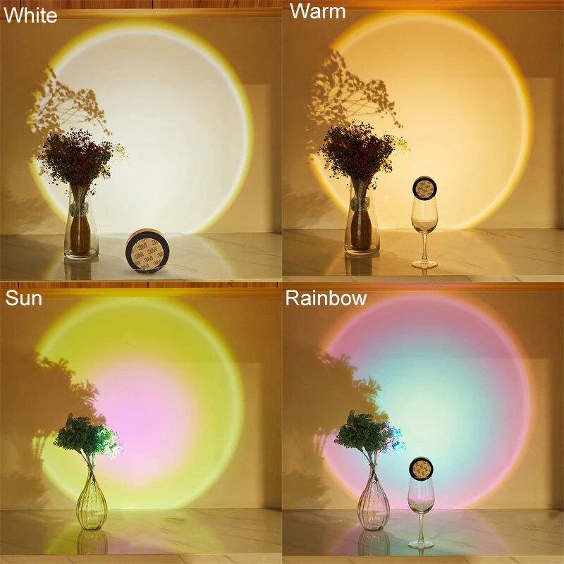 Rainbow Sunset Projector Lamp Decor Bedroom LED Spotlights for Corridor Painting Lighting Cat Eye Closet Cupboard Cabinet Lights