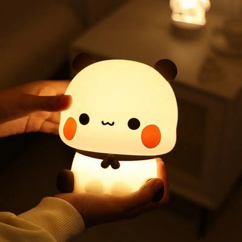 Kawaii Panda LED Night Light - Soft Silicone Tap Lamp for Baby Nursery