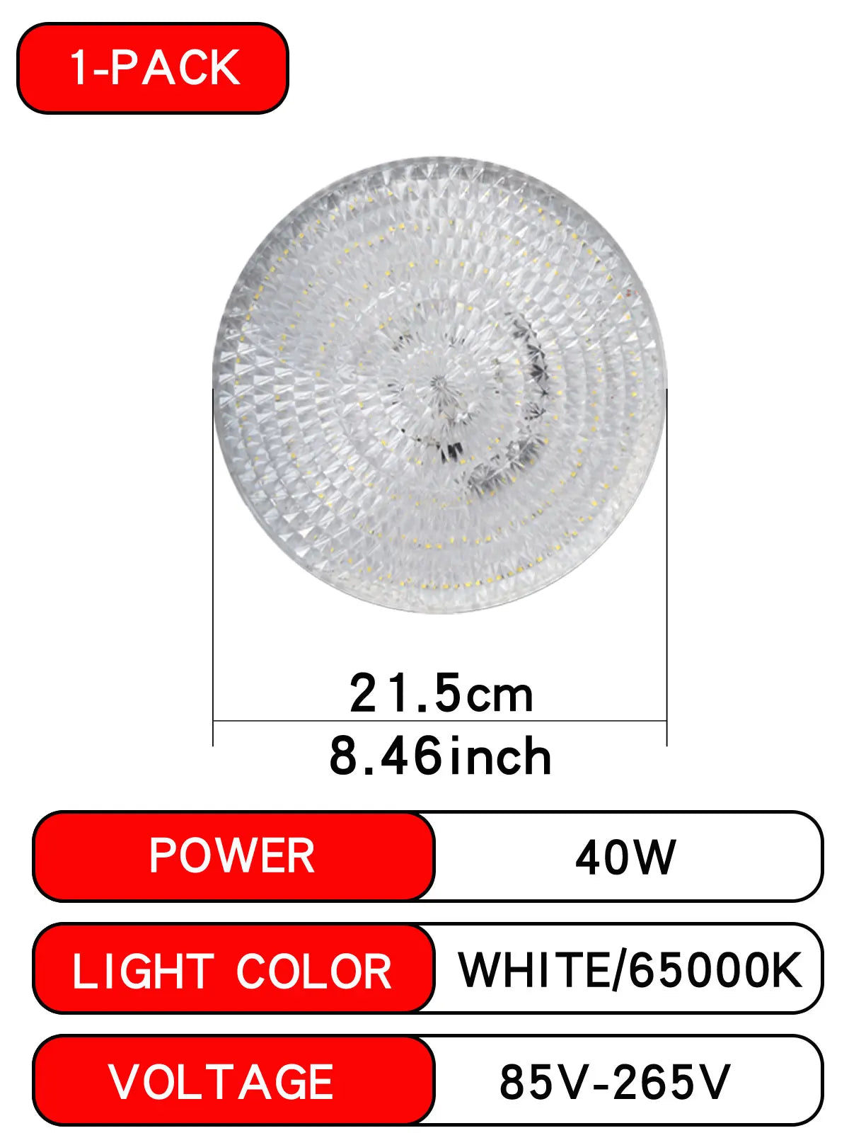 E27 LED Flying Saucer Bulb (30W/40W/60W) - 6500K Daylight Energy Saving Flat Ceiling Light Lamp for Garage & Home