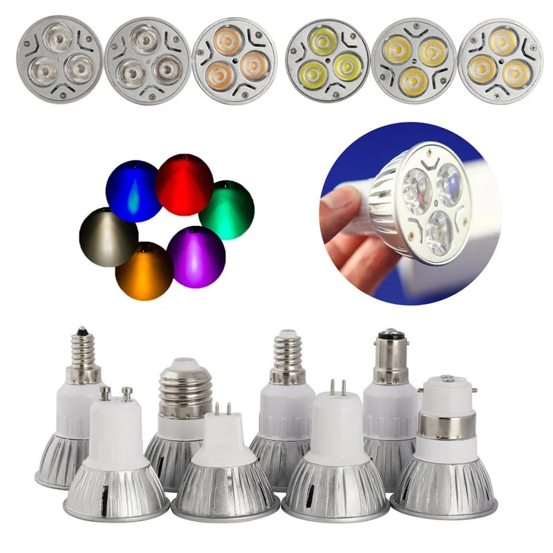 Dimmable LED Spotlight GU10 MR16 GU5.3 E27 E14 E12 B22 B15 3W Bulb Lamp Adina 110V 220V 12V Lamp Bombillas Lights For Home Decors