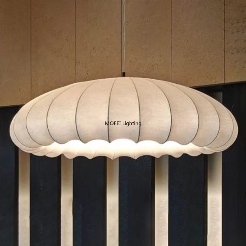 Japanese Wabi Sabi Fabric E27 Pendant Light Living Dining Room Minimalism Chandelier Designer Home Decor Bedroom Hanging Lamp