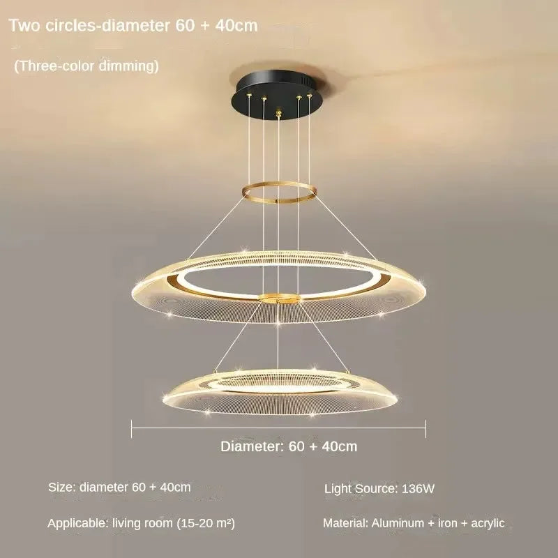 Modern LED Screw Living Room Chandelier Luxury Ring Villa Pendant Lamp Atmosphere Kitchen Island Art Decoration Lighting Fixture
