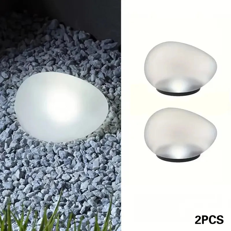 Solar Powered Frosted Pebble Lawn Light - Outdoor Waterproof Portable Ground Lantern & Decorative Garden Accent Lamp for Home Yard & Patio Pathways