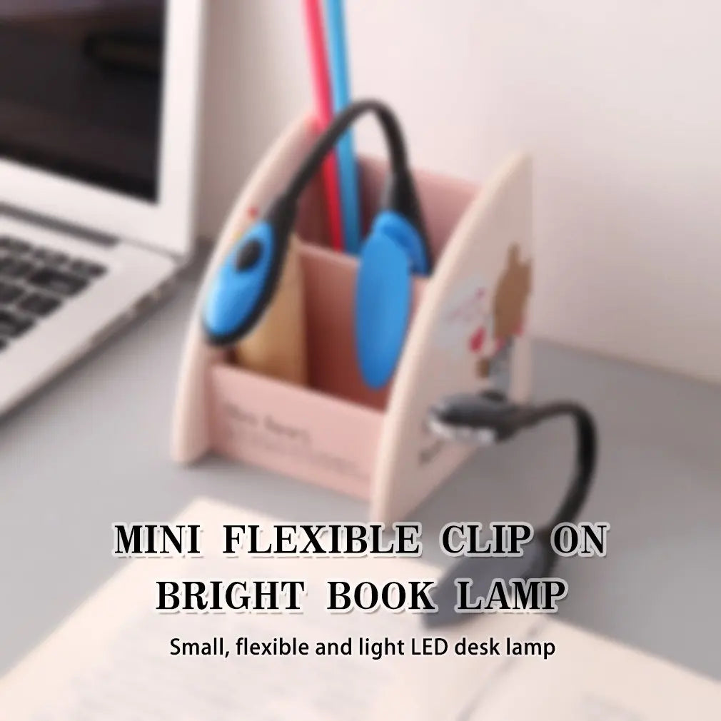 Mini Flexible Clip-On Bright Book Light Laptop White LED Book Reading Light Lamp Compact Portable Student Dormitory Lights