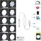 Zigbee3.0 DC12V Round Cabinet Lamp White 3000K/6000K Dimmable Timer Closet Shelf Tuya APP Voice Control for Alexa Google 2-9Pcs