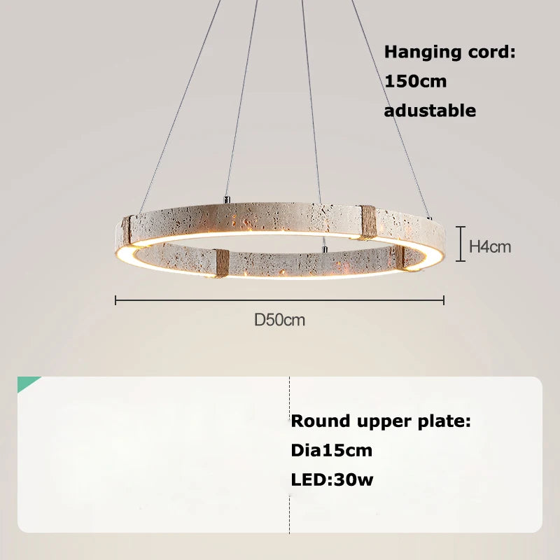 2025 Trendy Home Decoration Round Linear Natural Stone Chandelier Lighting Lustre Para Sala Estar Hanging Lamps For Dinning Room