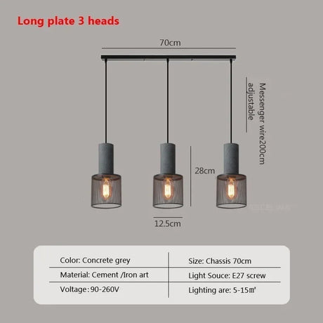 Industrial LED Pendant Light Retro Multi head Cement Hanging Fixture Living Room Bedroom Illumination Bar Dining Room Decors Lamp