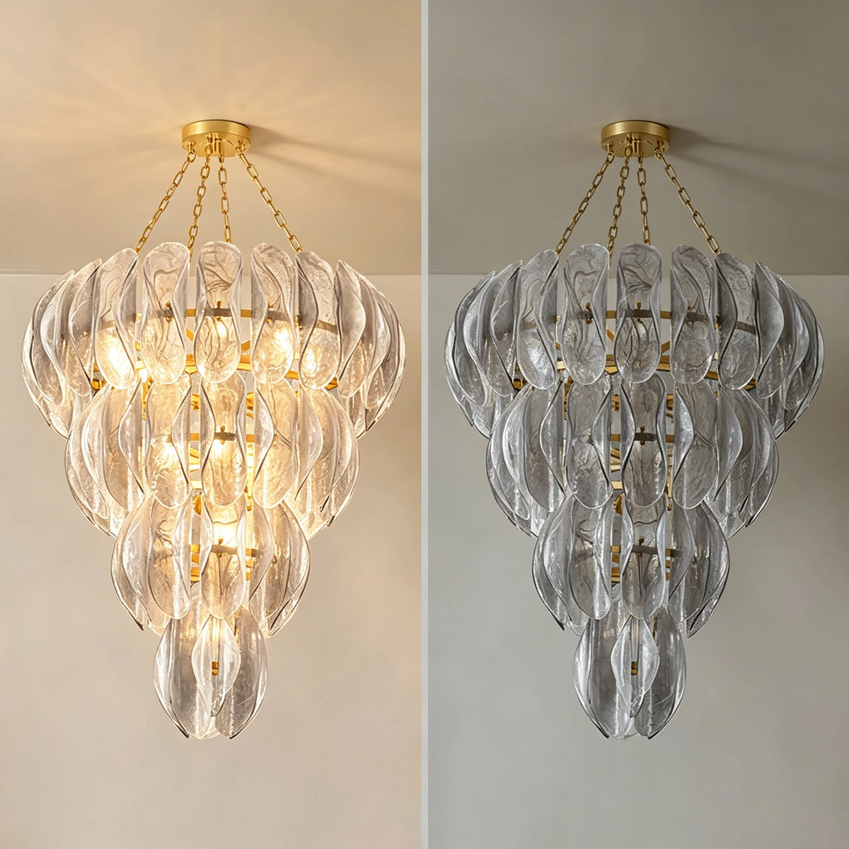 Luxury Murano Glass Chandelier (French Vintage Style) - Handcrafted Artisan Pendant Hanging Light Fixture for Living Room & Ceiling Decor