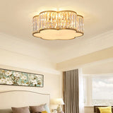 Modern Geometric Crystal Ceiling Light - Round & Square LED Lamp for Bedroom
