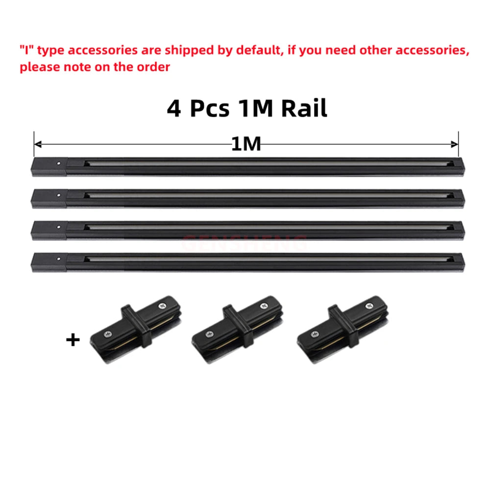LED Track Light Rail 0.5M 1M Black White Aluminum 2 Wire System Track Light Series Universal Track for Ceiling Spot Lamps