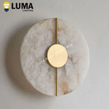 Modern Luxury Creative Natural Marble Copper Wall Light - Alabaster Marble Wall Sconce for Bedroom Bedside Living Room Aisle