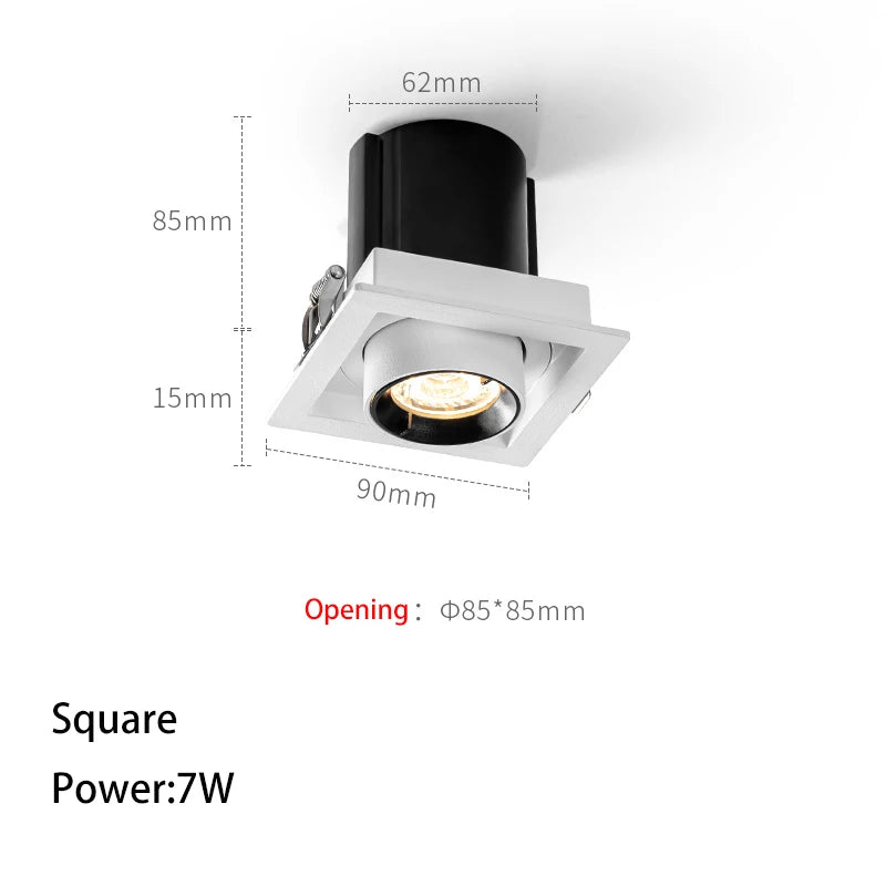 LED Spotlights Telescopic Folding Grille Spot Light Double Heads COB Lamp Square Ceiling Foco Recessed Anti Glare Stretchable