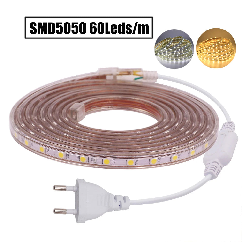 240Leds/m LED Strip SMD 5730 2835 5050 5630  220V 240V Waterproof LED Tape Rope Light RGB Warm White Home Decoration Lighting