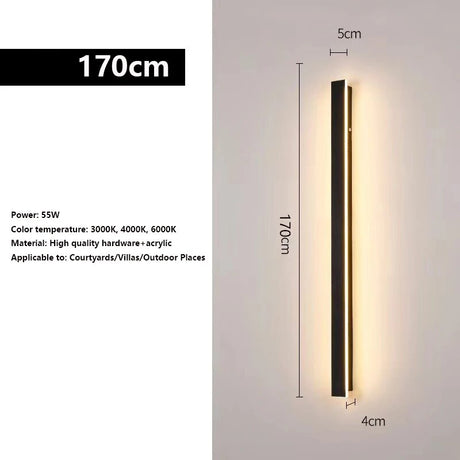 Modern Waterproof Outdoor Wall Lamp LED Long Line Lamp IP65 Aluminum Wall Light Garden Villa Porch Wall Light DC24V AC85V-265V