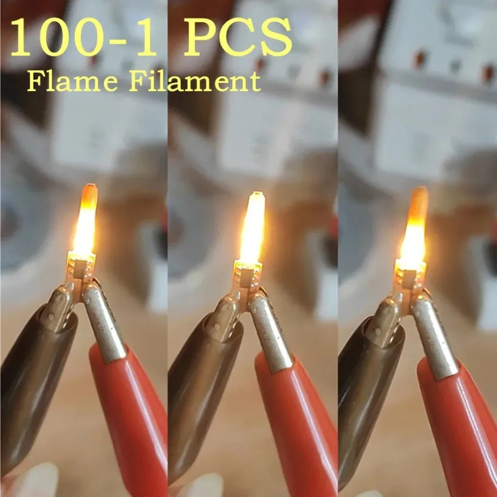 DC3V COB LED Flickering Flame Edison Filament Diodes (1–100 Pcs) - Flexible Vintage Candle Light Engine for DIY Bulbs & Party Decor